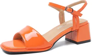 fereshte Women's Ankle Strap Heeled Sandals Open Toe Strappy Low Block Heels Sandals