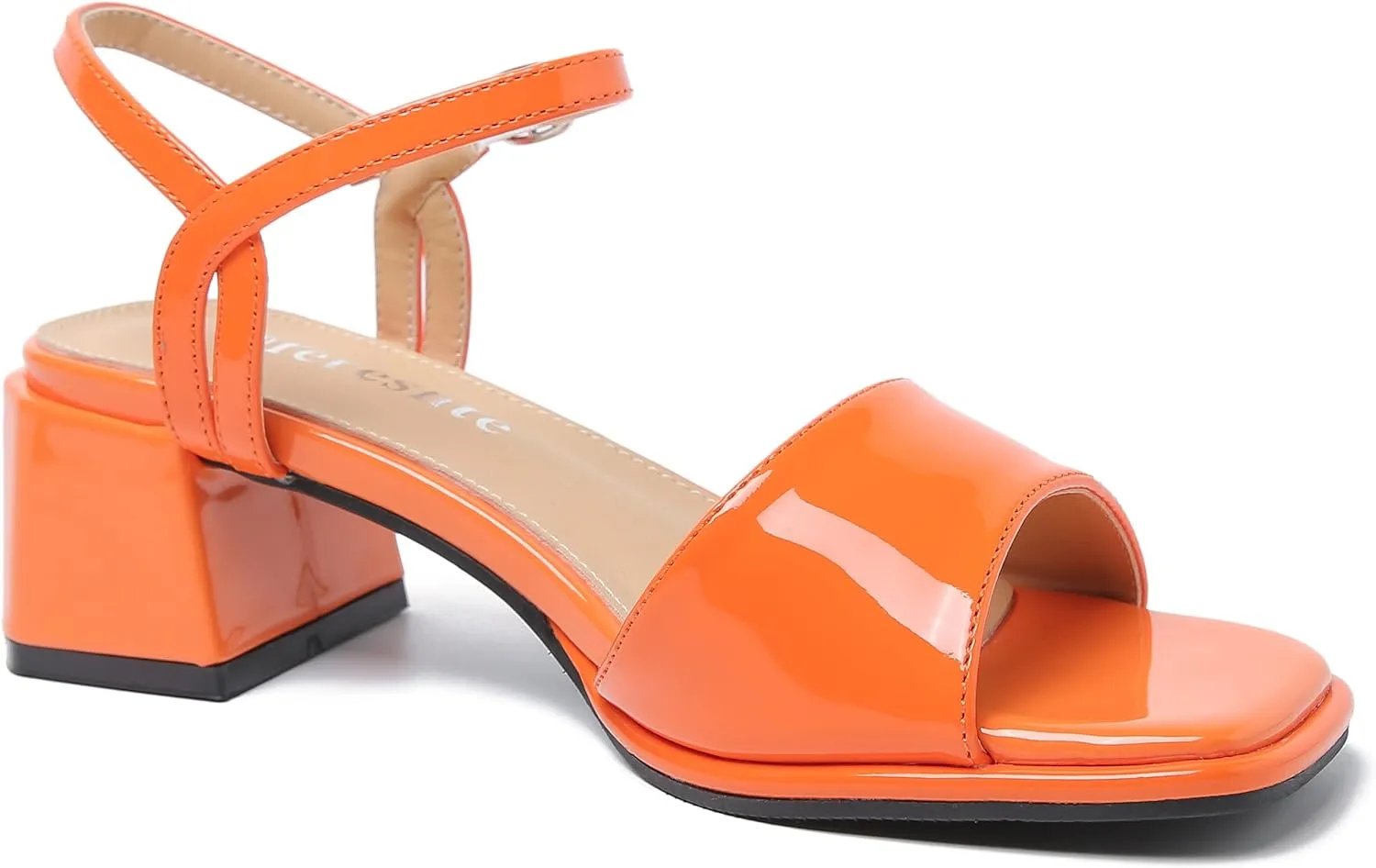 fereshte Women's Ankle Strap Heeled Sandals Open Toe Strappy Low Block Heels Sandals
