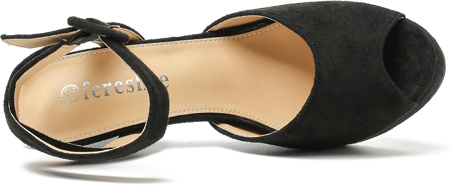 fereshte Women's High Heels Platform Sandals Ankle Strap Slingback Dress Sandal Pump Shoes