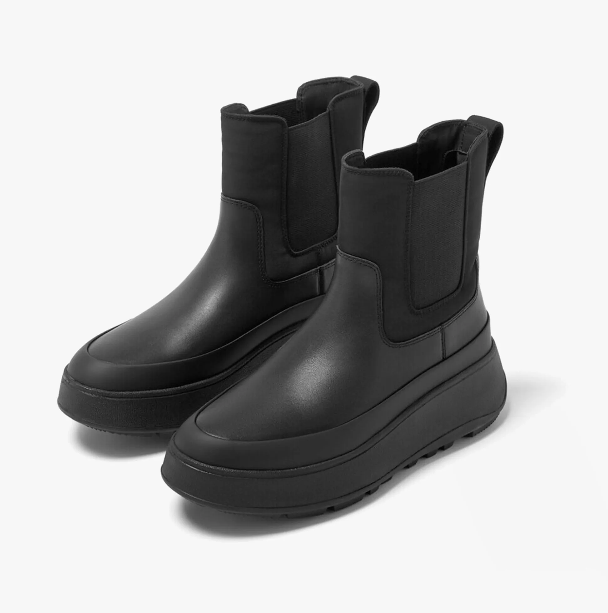 FitFlop F-MODE FLATFORM Womens Chelsea Boots All Black