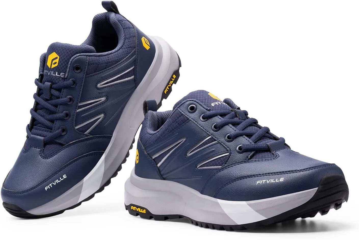 FitVille Mens Wide Hiking Shoes Water Repellent Outdoor Work Shoes Trekking Trails Sneakers with Arch Support - Sturdy Core
