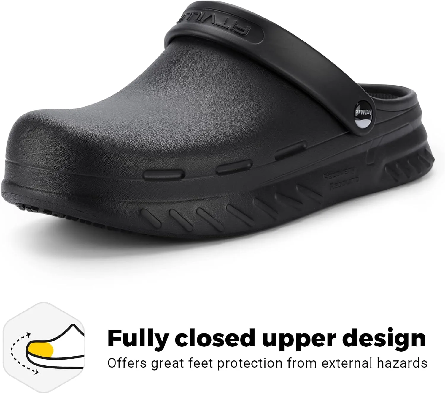 FitVille Wide Chef Shoes Men's Slip Resistant Work Shoes for Food Service Waterproof with Arch Support