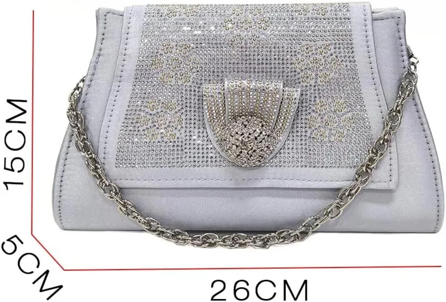 Fjnbbiot Fashion High Heels Sandals Beautiful Pu With Rhinestone Purple Shoes And Bag Set For Wedding Party