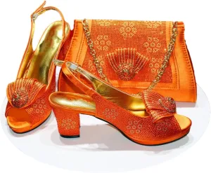 Fjnbbiot Fashion High Heels Sandals Beautiful Pu With Rhinestone Purple Shoes And Bag Set For Wedding Party