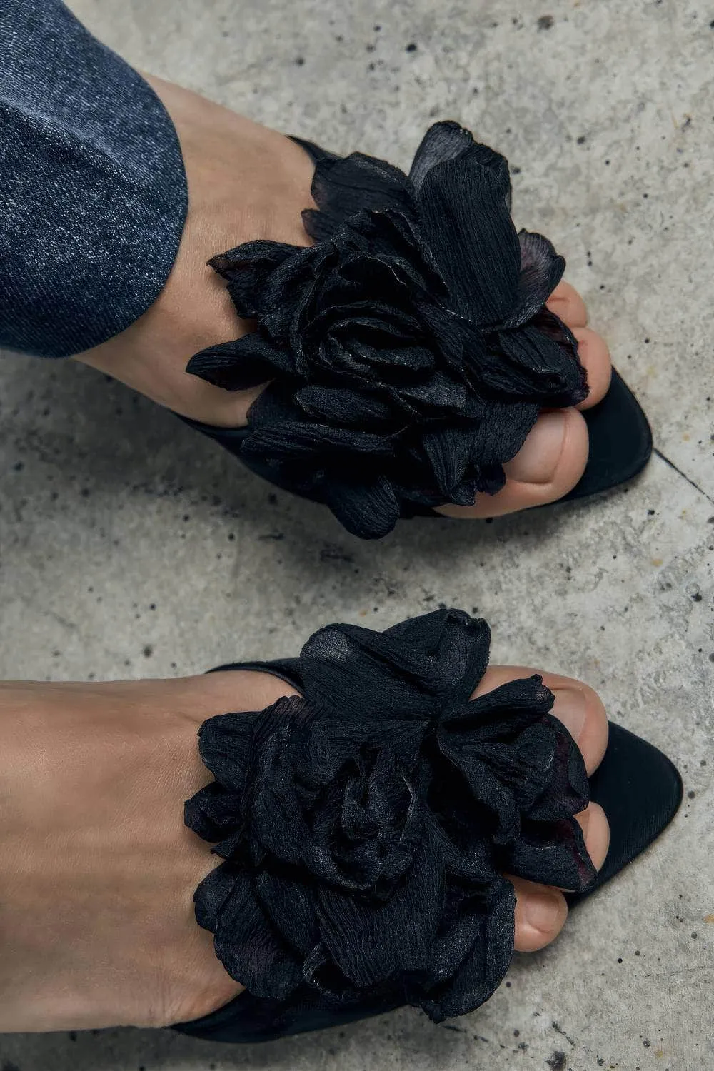 Floral Slingback Ankle Strap Heels
