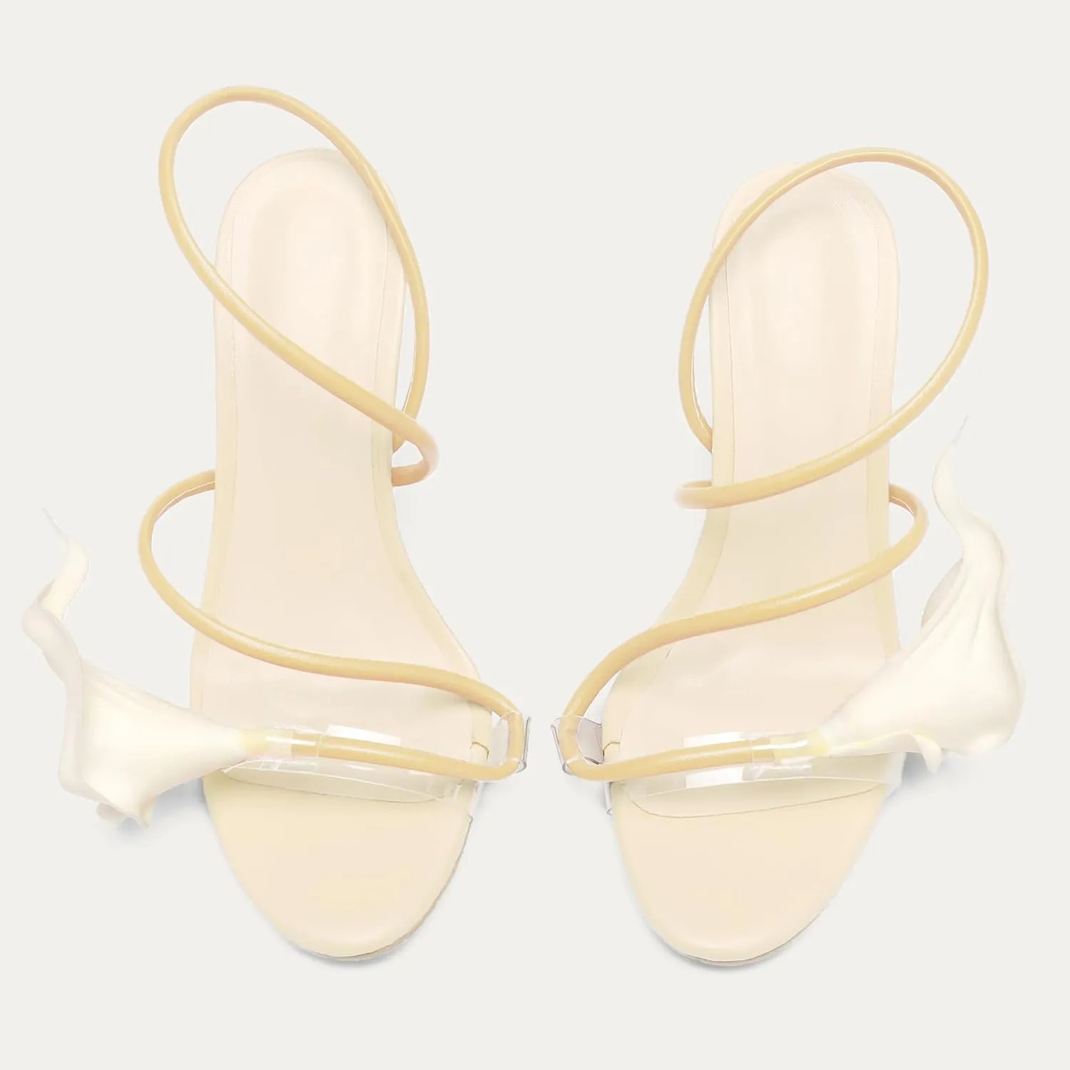 Flower High Heels for Women Calla Lily Open Toe Floral Stilettos Heels Sexy Strappy Wedding Birthday Dressy Heeled Sandals