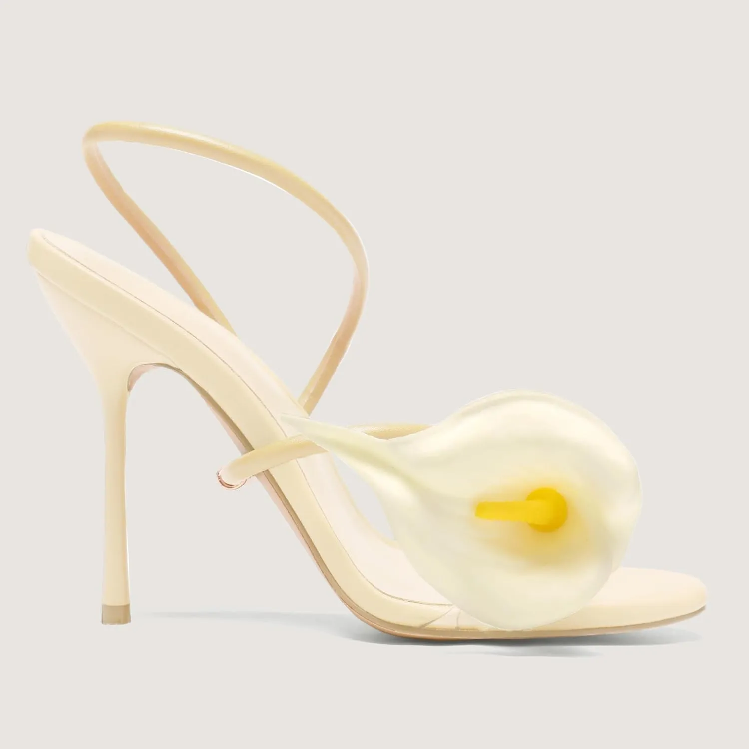 Flower High Heels for Women Calla Lily Open Toe Floral Stilettos Heels Sexy Strappy Wedding Birthday Dressy Heeled Sandals