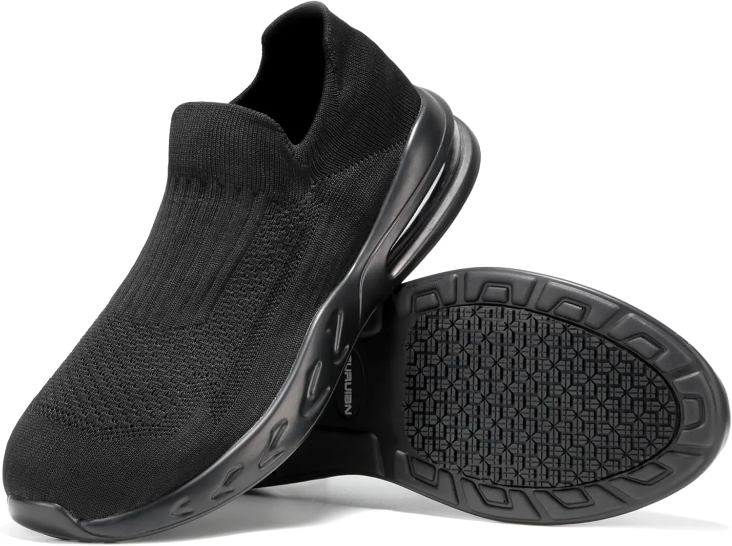Furuian Men's Slip Resistant Black Mesh Casual Work Shoes