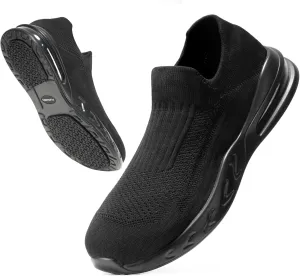 Furuian Men's Slip Resistant Black Mesh Casual Work Shoes