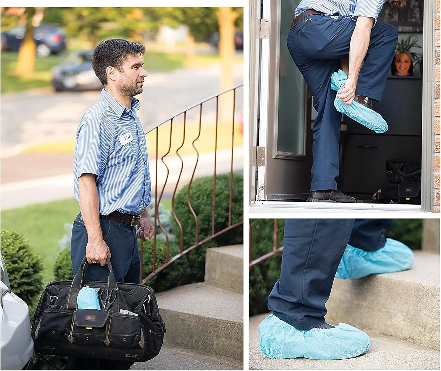 G & F Products - 13033 Premium 100 Pack (50 Pairs ) Disposable Boot & Shoe Covers Slip - Resistant fits up to size 11 US Men and 13 US Women, Blue, Large