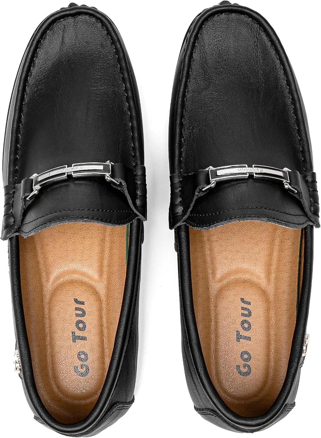 Go Tour Men’s Casual Leather Fashion Slip on Loafers Shoes