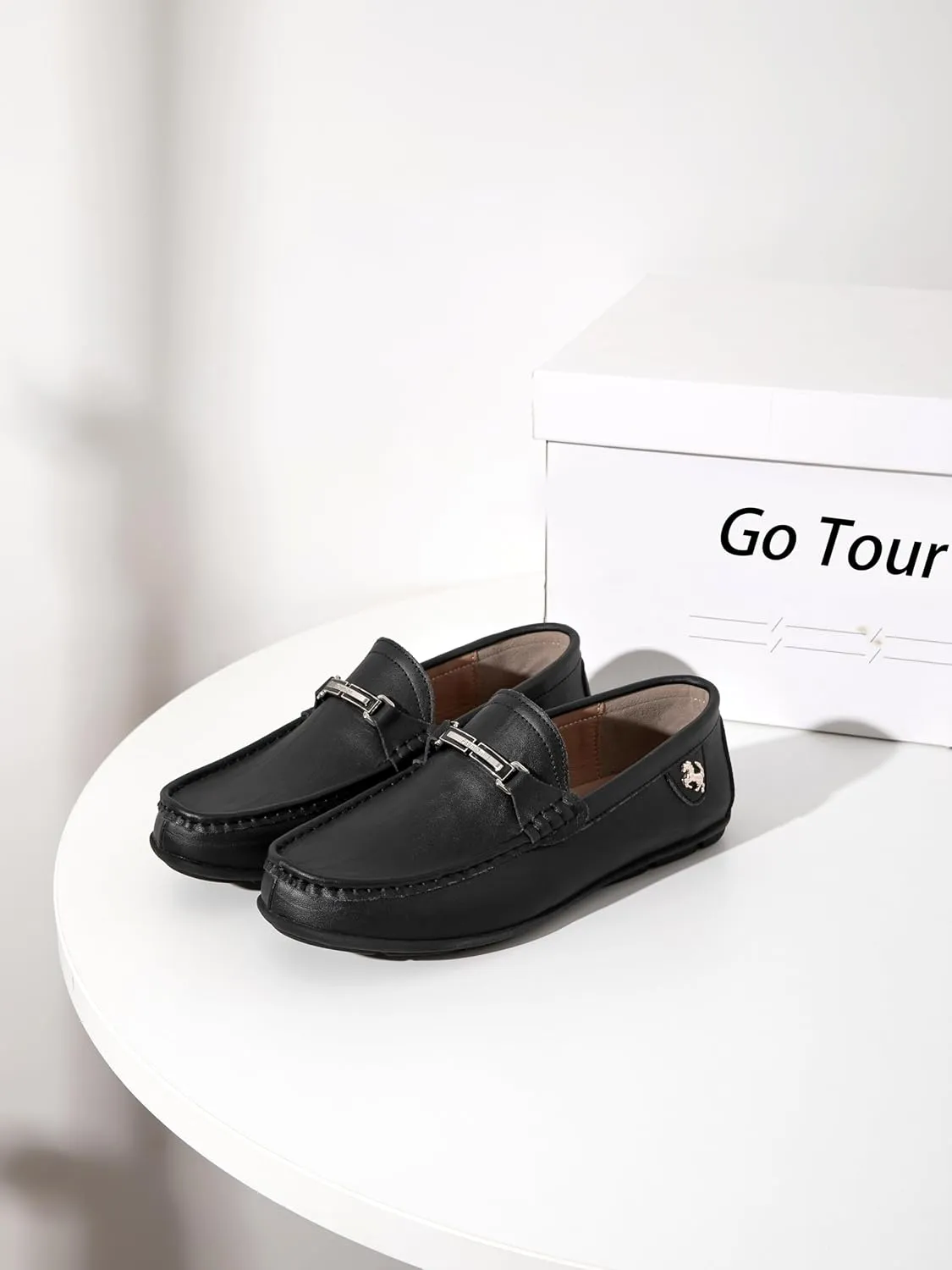 Go Tour Men’s Casual Leather Fashion Slip on Loafers Shoes