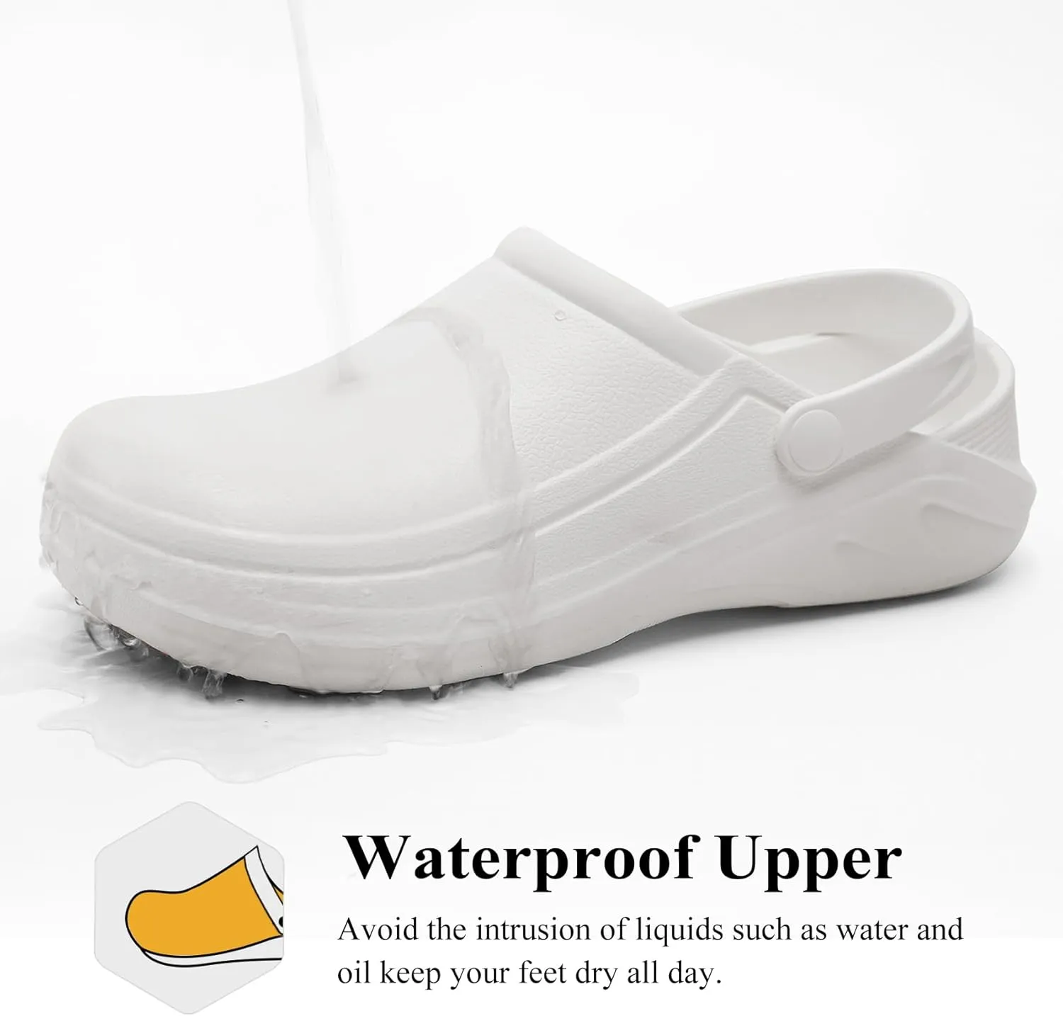 Haifago Non Slip Chef Shoes for Men Women, Kitchen Food Service Slip Resistant Work Shoe Waterproof Nursing Clogs