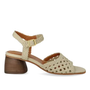 Hand-braided sandal with sculptural heel