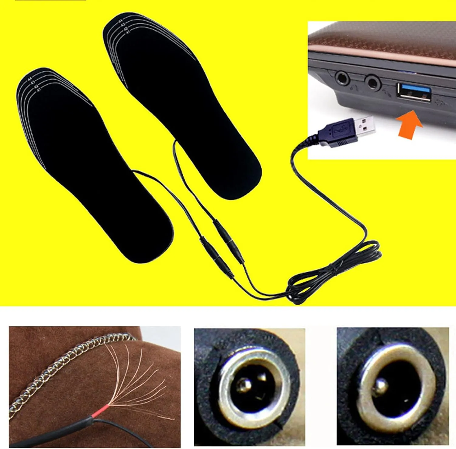 Heated Shoe Insoles Winter Foot Warmers,Heating Insole Electric USB Rechargeable Thermal Sole Trimmed Foot Warmer