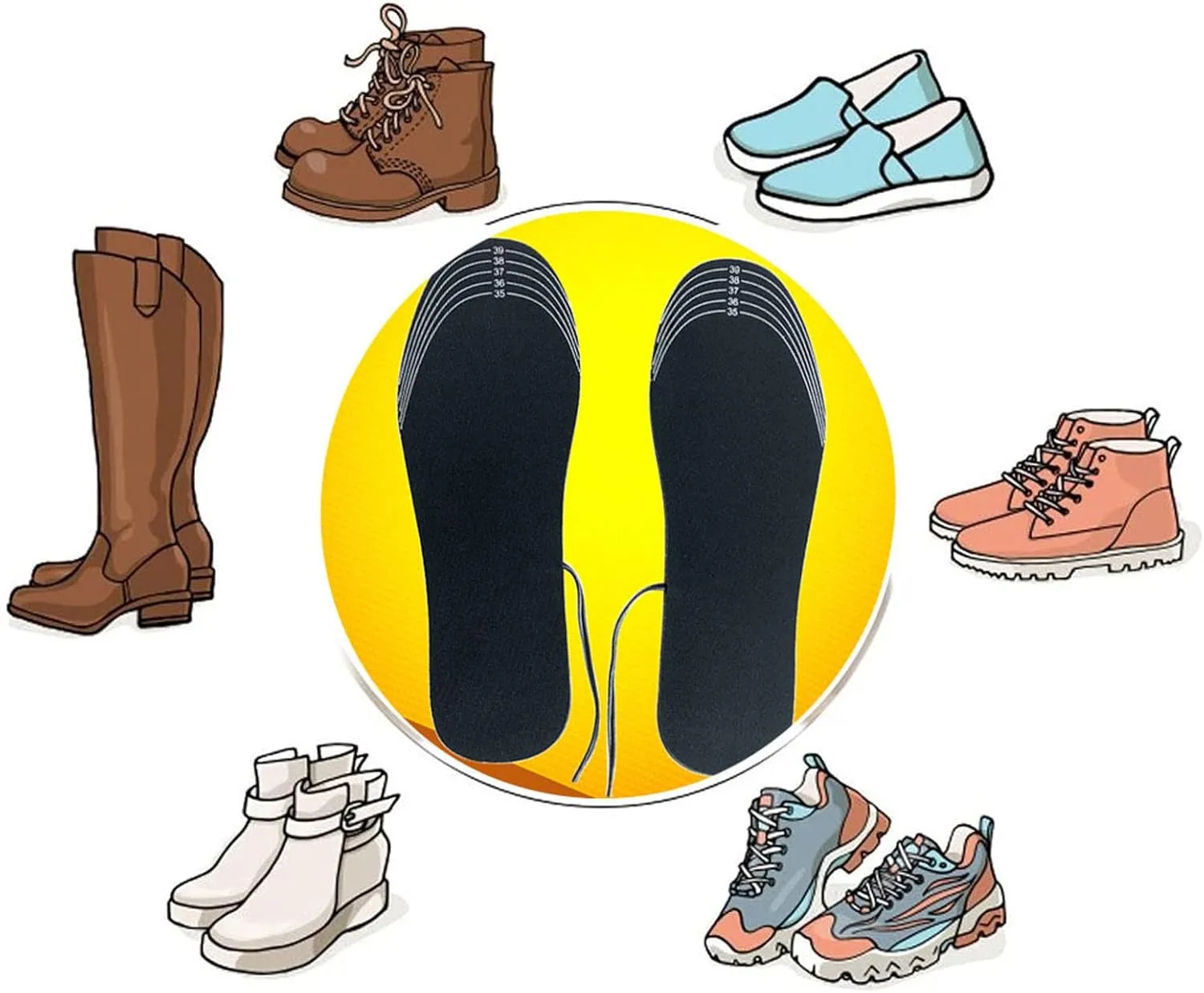 Heated Shoe Insoles Winter Foot Warmers,Heating Insole Electric USB Rechargeable Thermal Sole Trimmed Foot Warmer