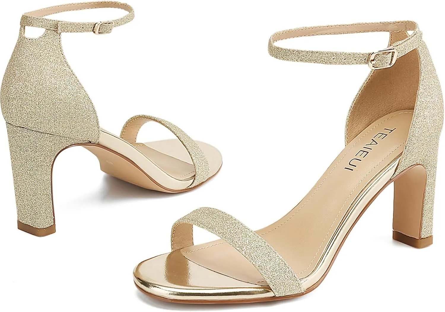 Heels for Women Round Toe Heeled Sandals Chunky High Heels with Ankle Strap Heels for Women Dressy Block Heels
