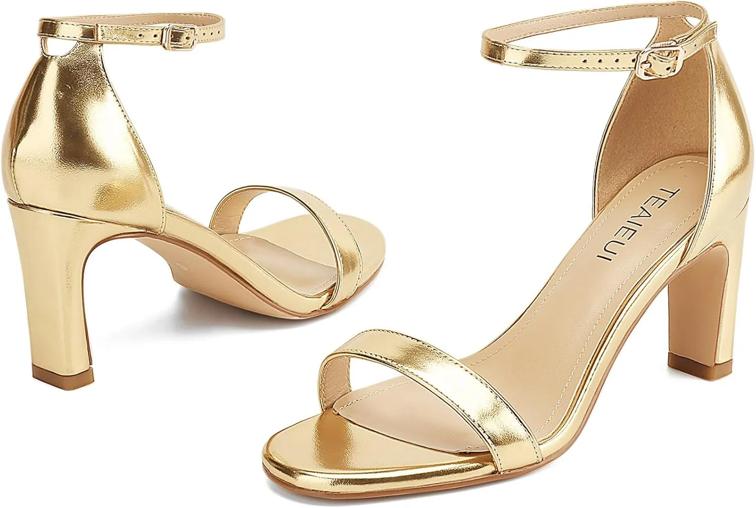 Heels for Women Round Toe Heeled Sandals Chunky High Heels with Ankle Strap Heels for Women Dressy Block Heels
