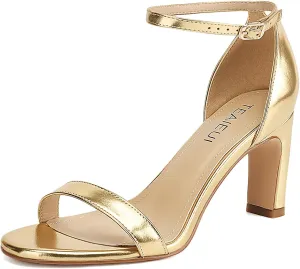 Heels for Women Round Toe Heeled Sandals Chunky High Heels with Ankle Strap Heels for Women Dressy Block Heels