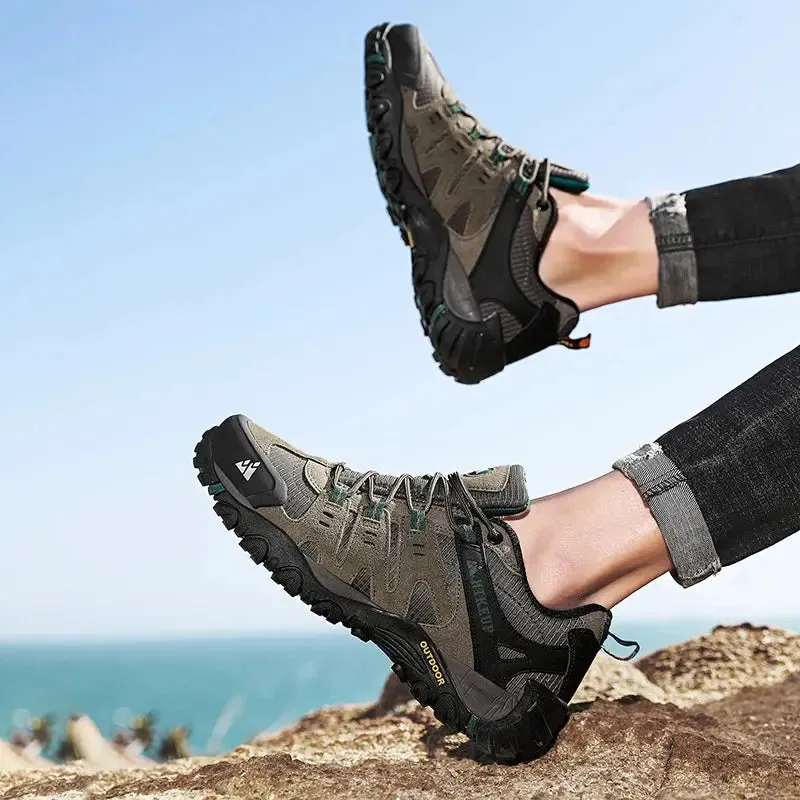 HIKEUP Men's Suede Leather Hiking Shoes