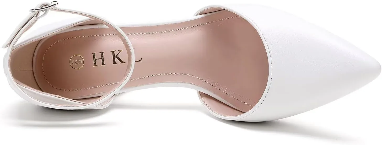 HKL Women's Closed Toe Pointed Heels Pumps