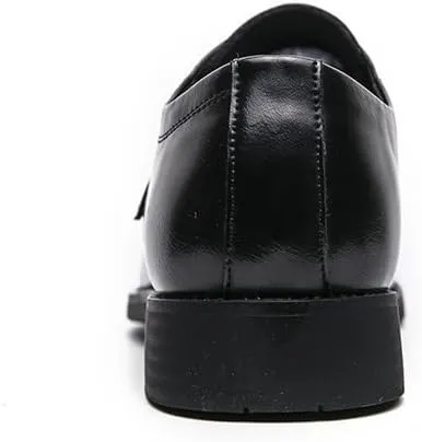 HOOENG Dress Shoes for Men Slip On Square Burnished Toe Monk Strap Split Toe Vegan Leather Resistant Non Slip Rubber Sole Casual