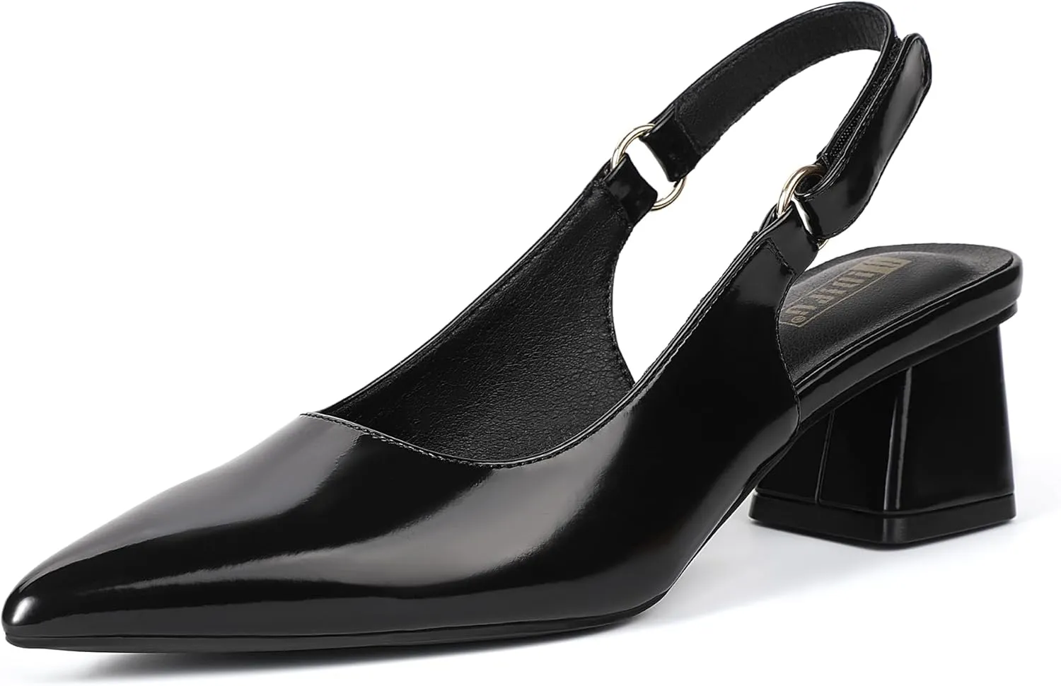 IDIFU IN2 Slingback Closed Toe Heels Chunky Low Block Short Heels Women's Pumps Hook and Loop Pointed Toe Wedding Bride Prom Dress Shoes for Women Dressy Comfortable Cute Small Thick Pumps Shoes