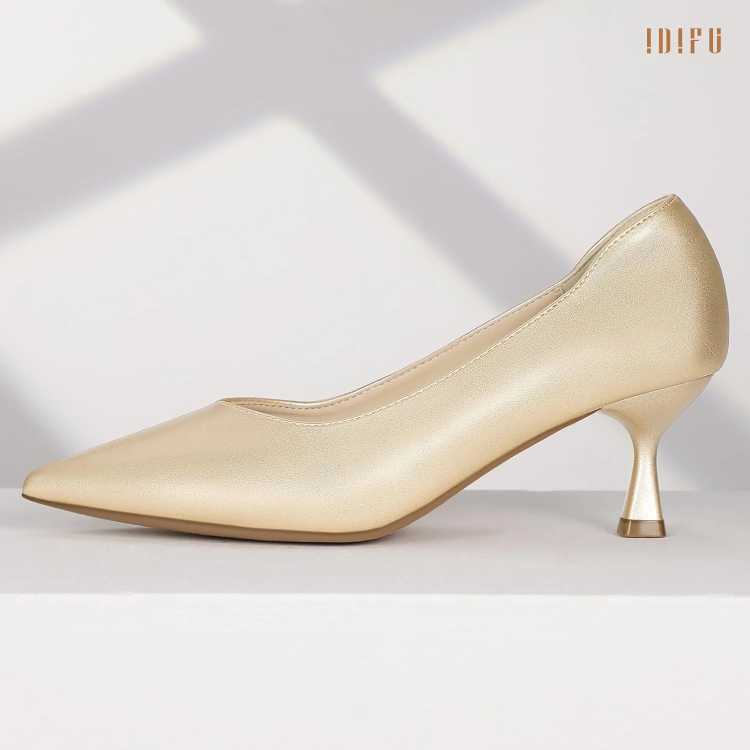 IDIFU IN3 Women's Pumps Kitten Closed Toe Heels Low Pointed Toe Heels Wedding Bridal Office Formal Work Prom Dress Shoes for Women Comfortable Dressy Trendy Cute Pumps Shoes