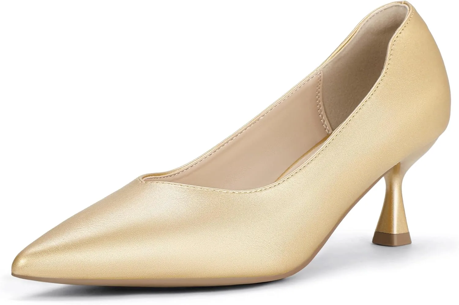 IDIFU IN3 Women's Pumps Kitten Closed Toe Heels Low Pointed Toe Heels Wedding Bridal Office Formal Work Prom Dress Shoes for Women Comfortable Dressy Trendy Cute Pumps Shoes