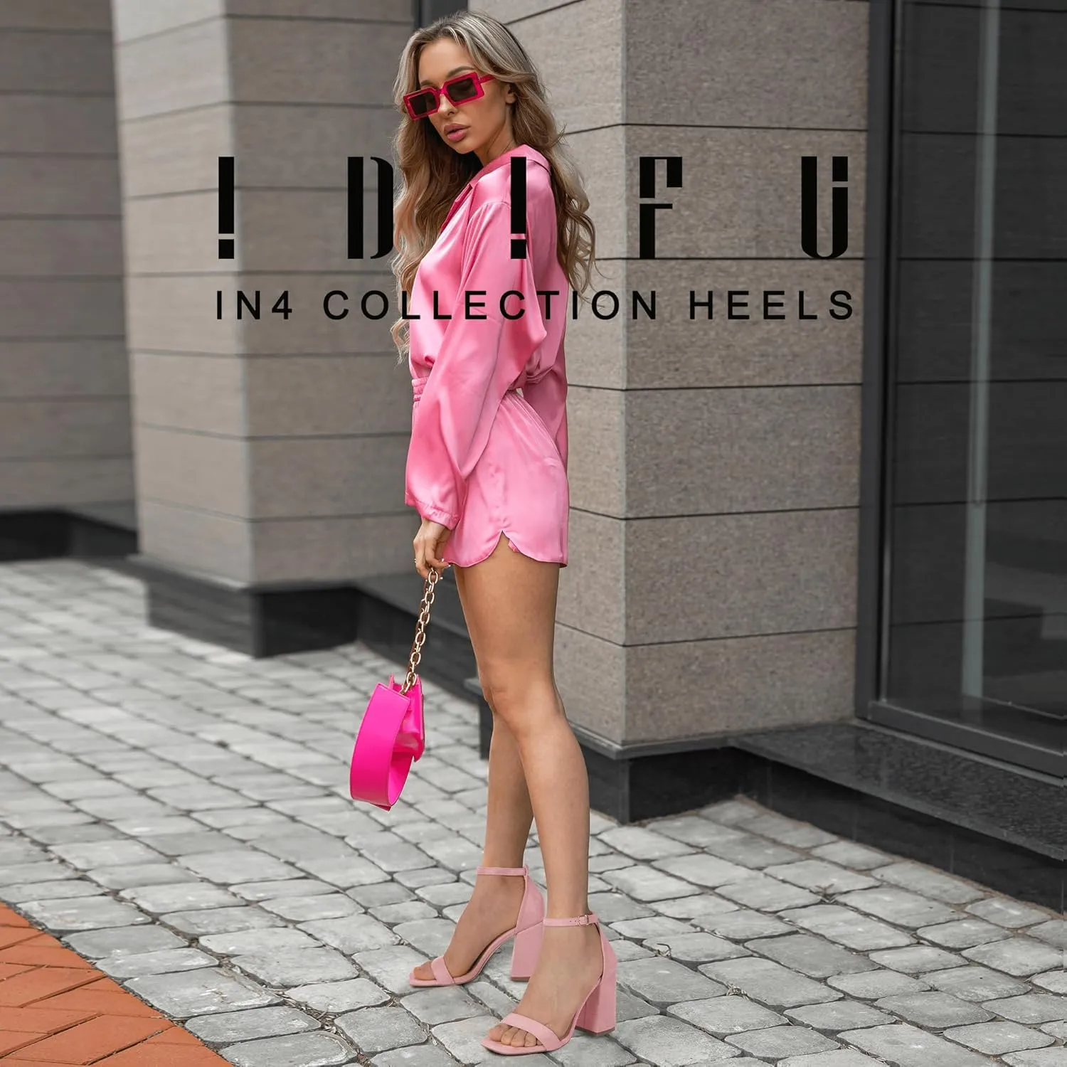 IDIFU IN4 High Chunky Block Heels Square Open Toe Ankle Strap Heeled Sandals Wedding Bridal Prom Dance Summer Dressy Comfortable Sexy Trendy Bride Bridesmaid Dress Shoes Cute Thick Women Heels