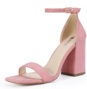 IDIFU IN4 High Chunky Block Heels Square Open Toe Ankle Strap Heeled Sandals Wedding Bridal Prom Dance Summer Dressy Comfortable Sexy Trendy Bride Bridesmaid Dress Shoes Cute Thick Women Heels