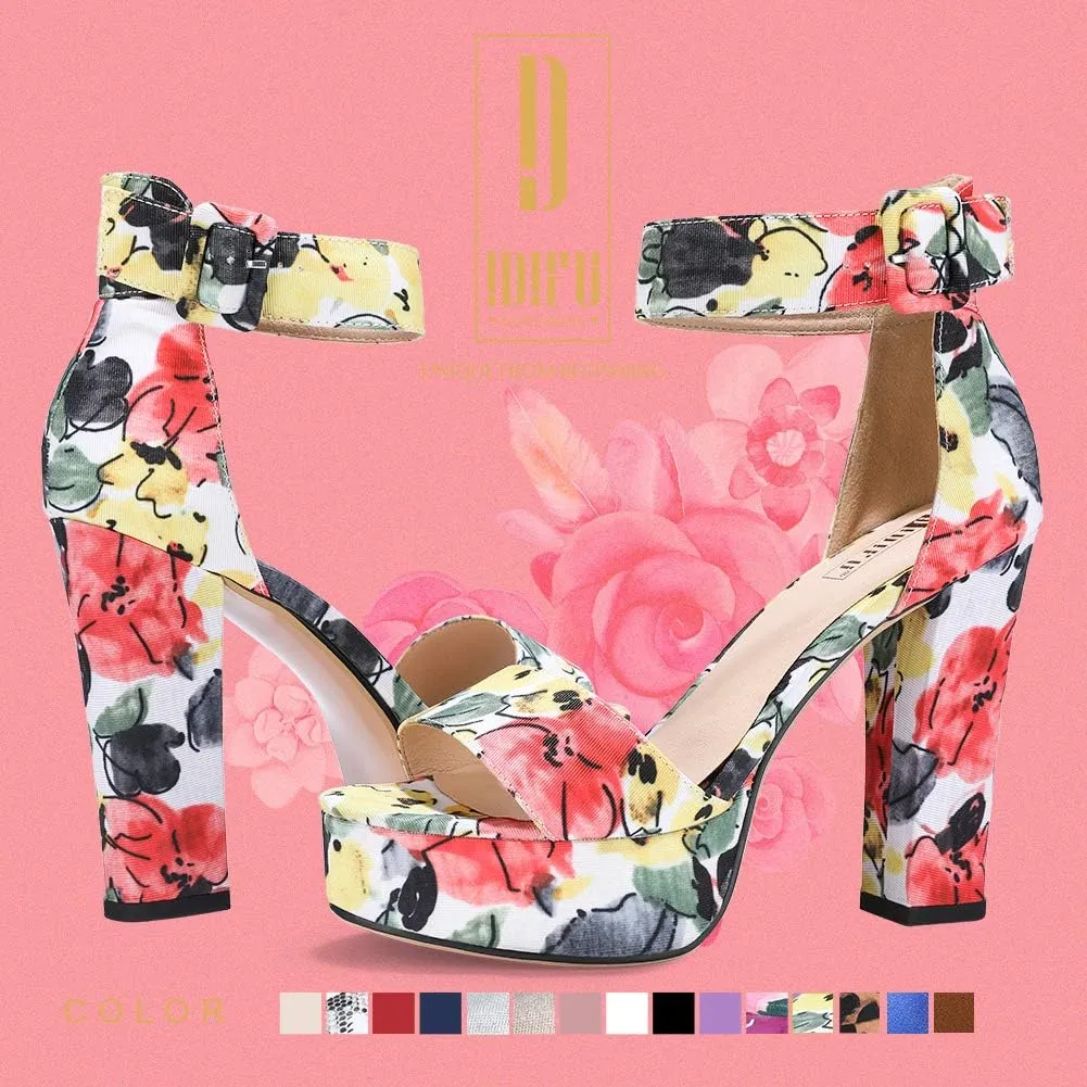 IDIFU Women's Ankle-Strap Heeled Sandal