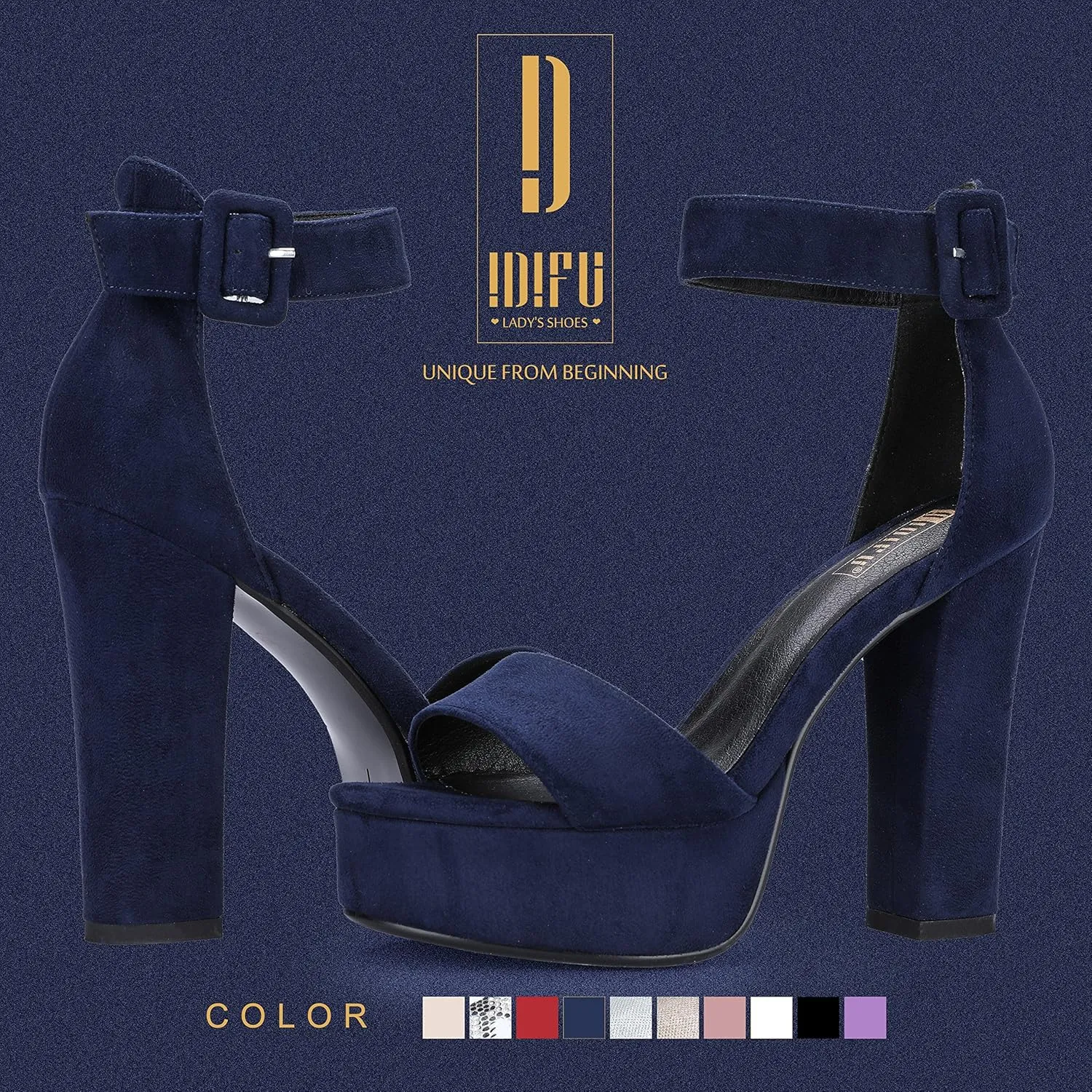 IDIFU Women's Ankle-Strap Heeled Sandal
