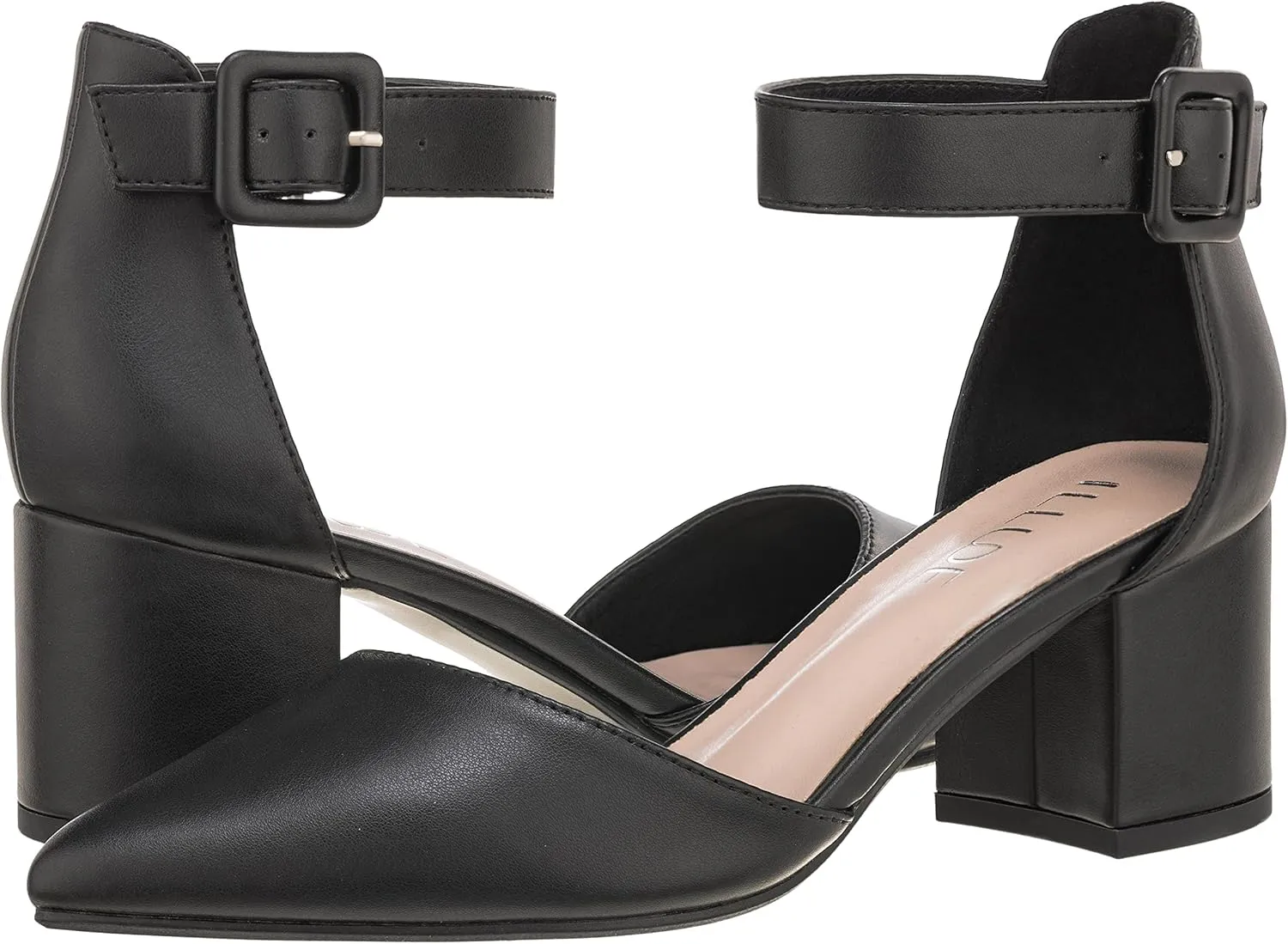 ILLUDE Women’s Heels Pointy Closed Toe Pump Ankle Strap Chunky Low Block Heels