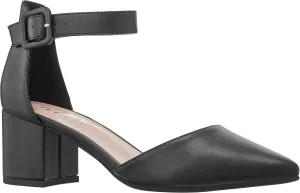 ILLUDE Women’s Heels Pointy Closed Toe Pump Ankle Strap Chunky Low Block Heels