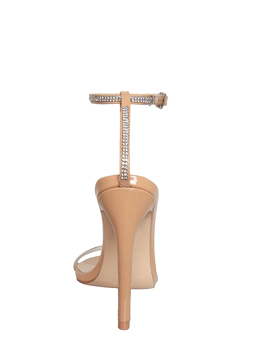 Jadira Nude Clear Diamante Stiletto Heels