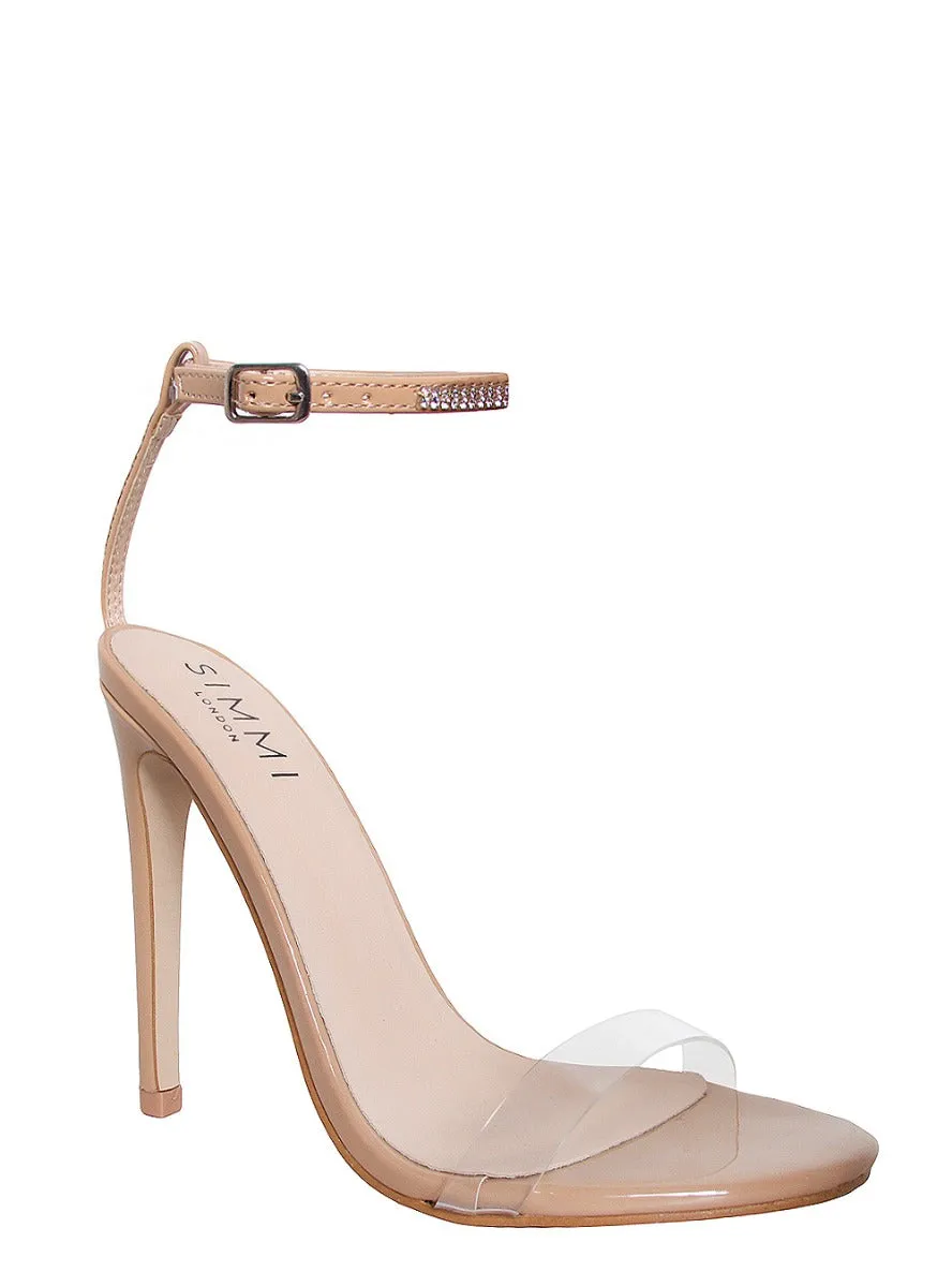 Jadira Nude Clear Diamante Stiletto Heels