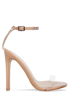 Jadira Nude Clear Diamante Stiletto Heels