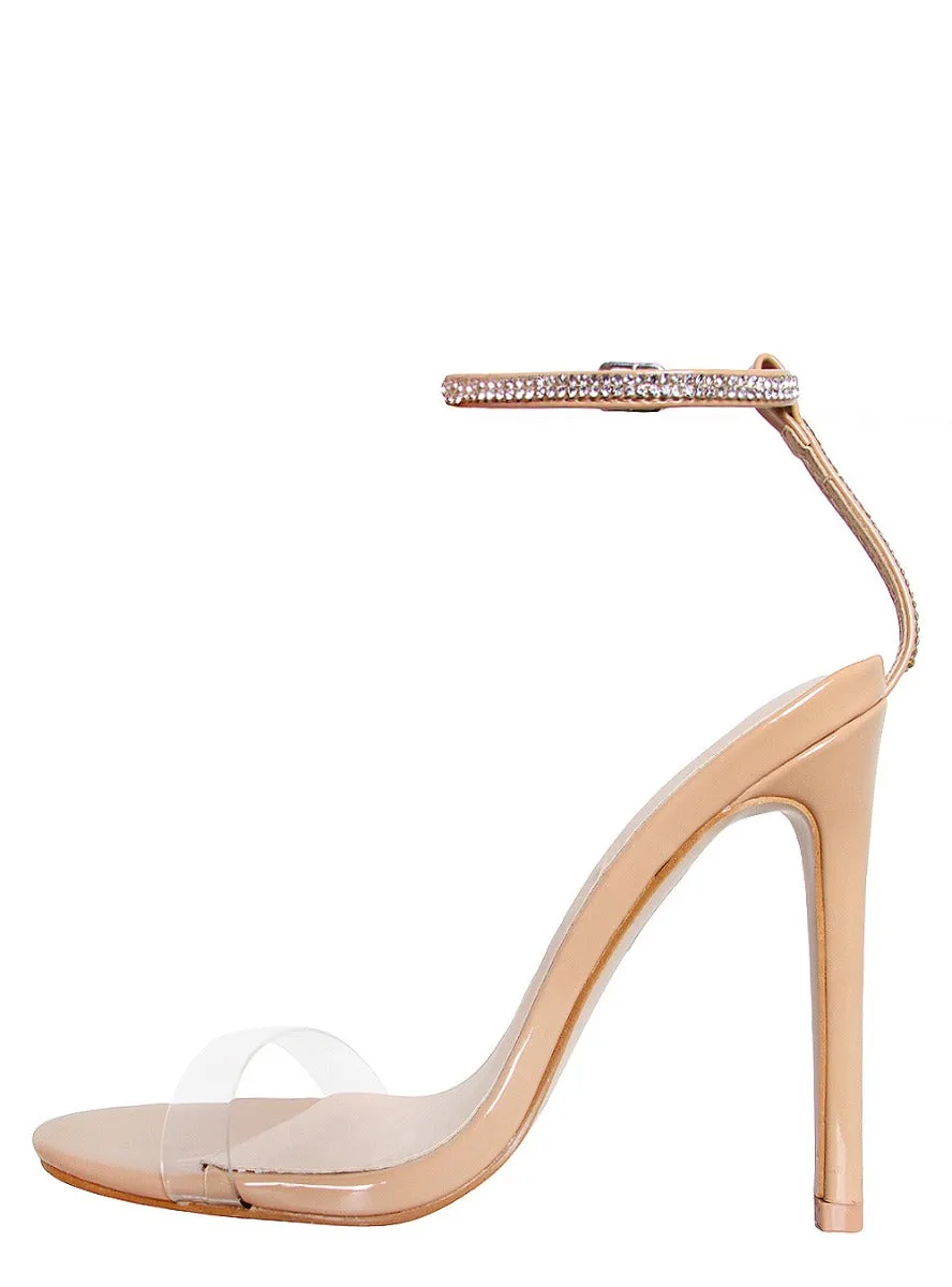 Jadira Nude Clear Diamante Stiletto Heels