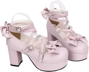 Japanese Lolita Party Shoes Criss Cross High Heels Ankle Strap Dress Pumps