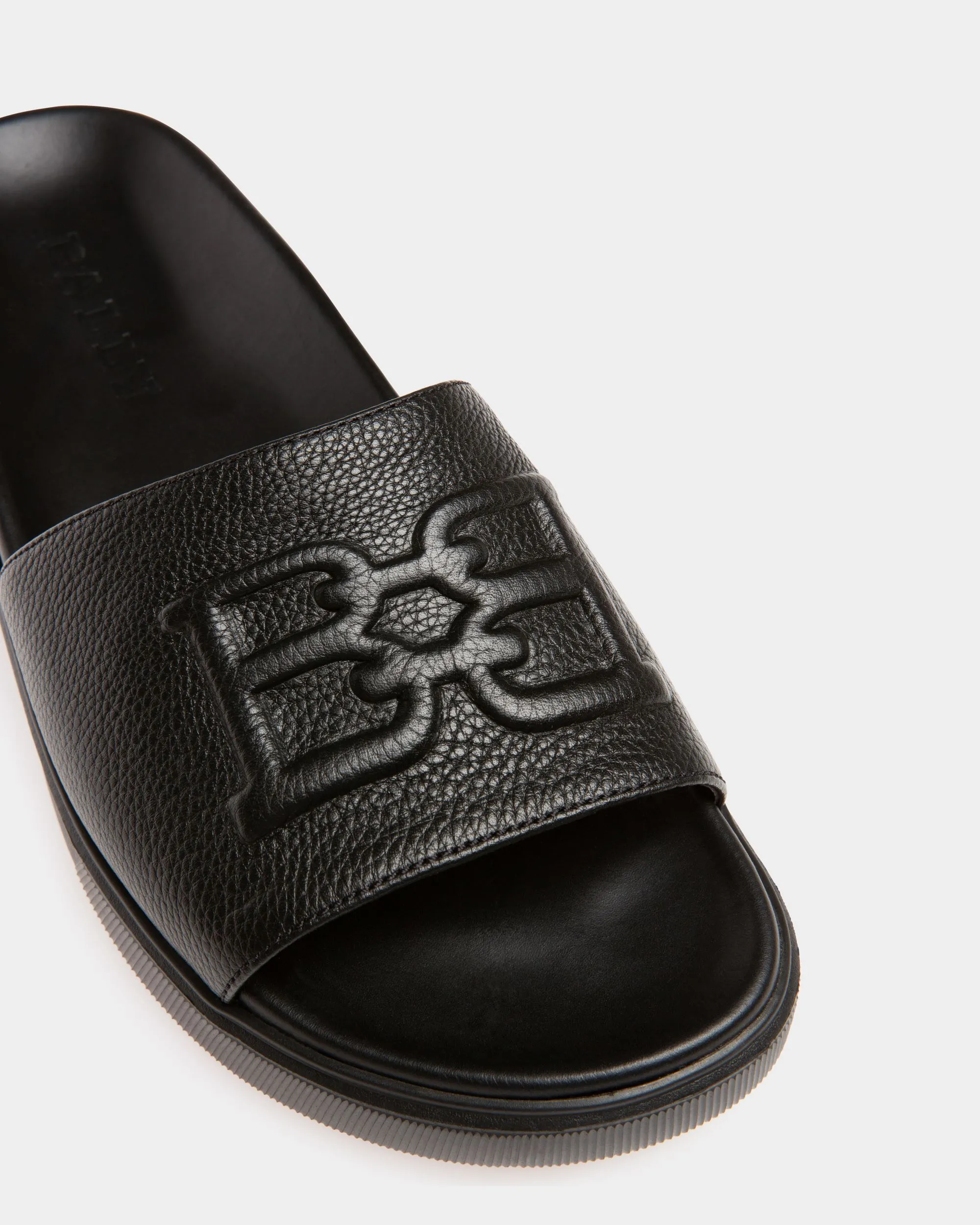 Jarmo Leather Slides In Black
