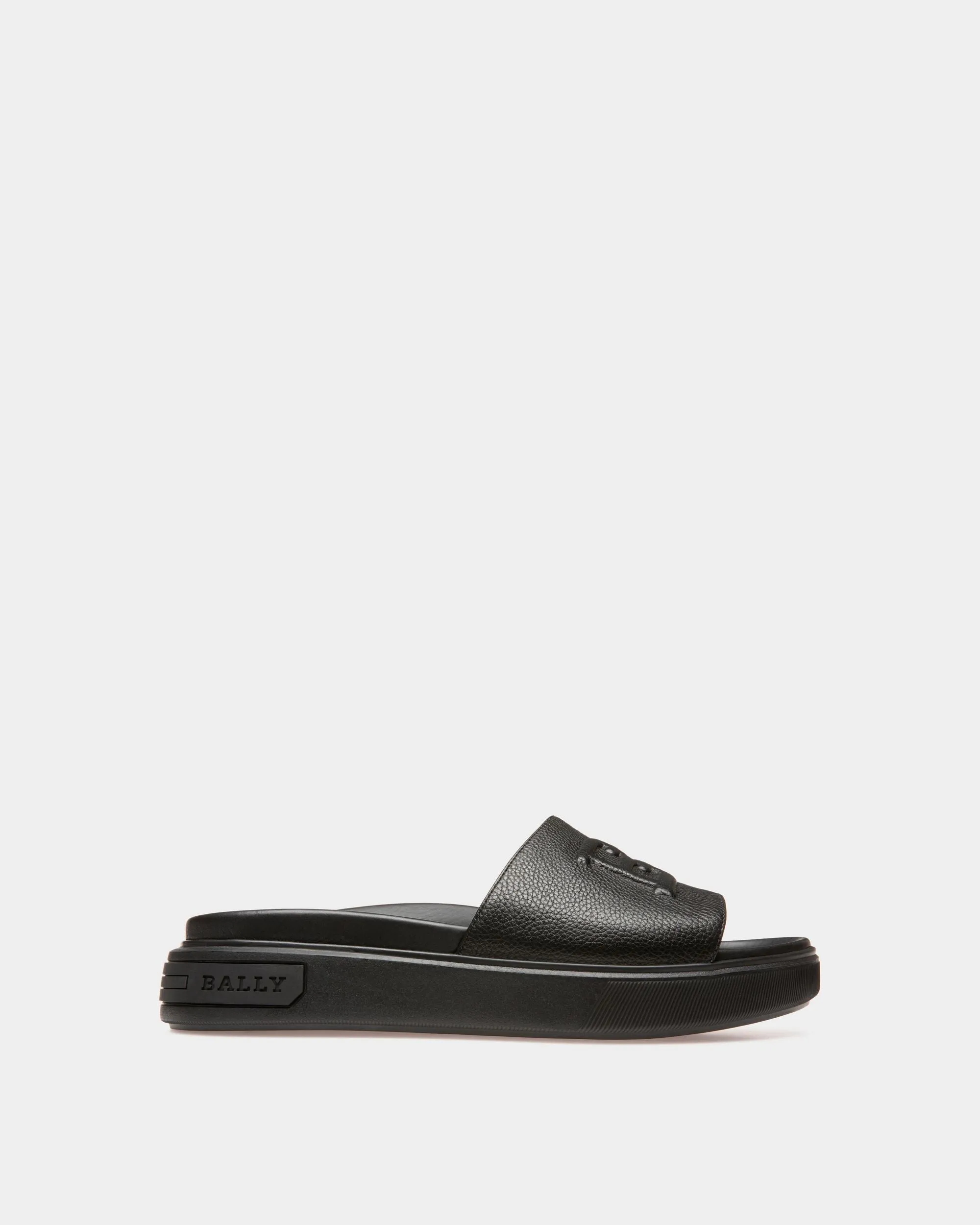 Jarmo Leather Slides In Black