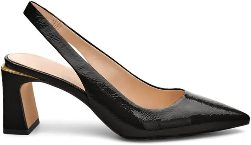Jeimpoey Womens Slingback Chunky Heels Point-toe Pump Shoes Block Heel Summer Sandals Low-heel Party Shoes