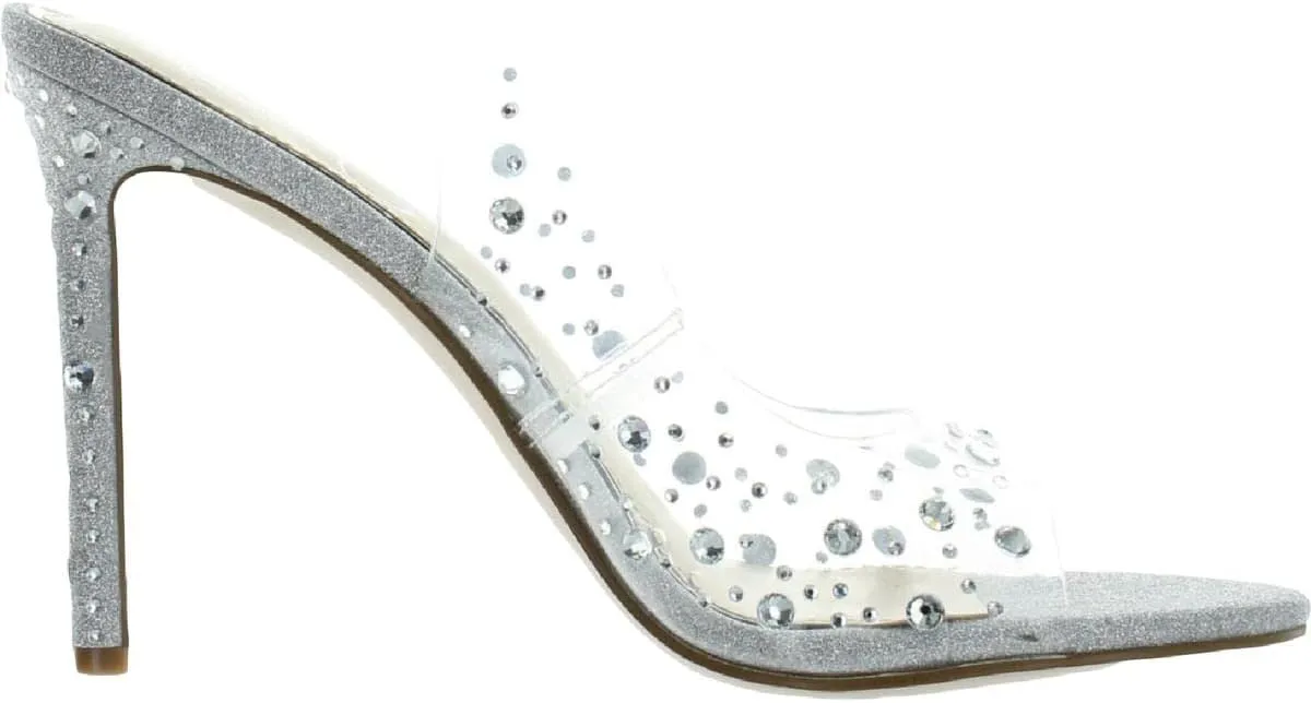 Jessica Simpson Womens Jaisey 2 Glitter Mesh Inset Slingback Heels