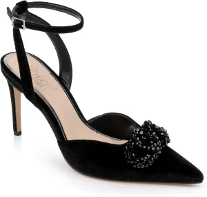 Jewel Badgley Mischka Tailynn Pointed Toe Velvet Stiletto Heels