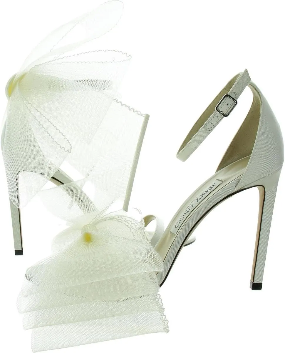 Jimmy Choo Womens Aveline 100 Bow Ankle Strap Heels