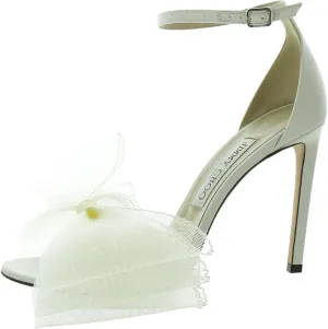Jimmy Choo Womens Aveline 100 Bow Ankle Strap Heels