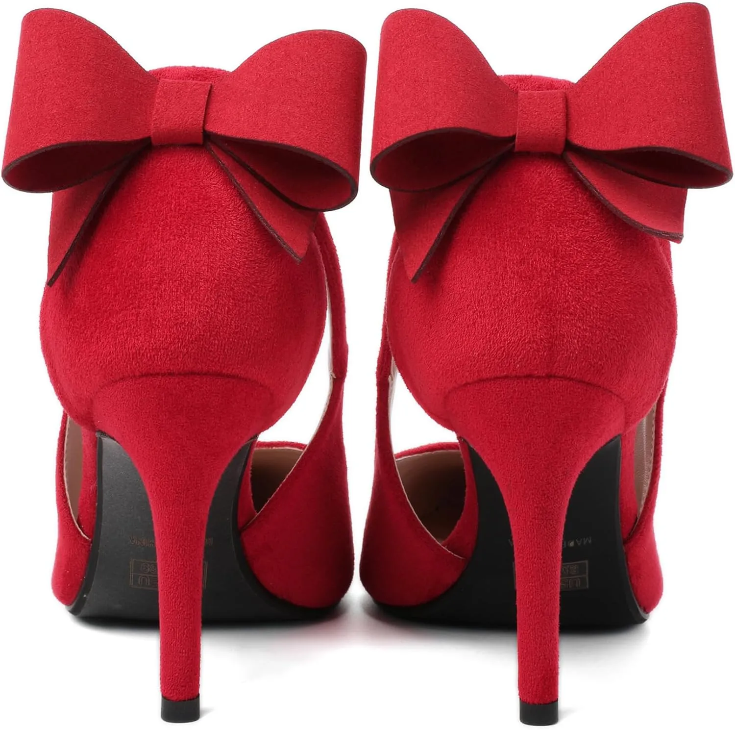 Joseywade Bow Heels Stiletto High Heels Bowtie Bowknot Heels D'Orsay Cutout Pumps Pointed Toe Women Ankle Strap Dress Shoes 3.5 Inch