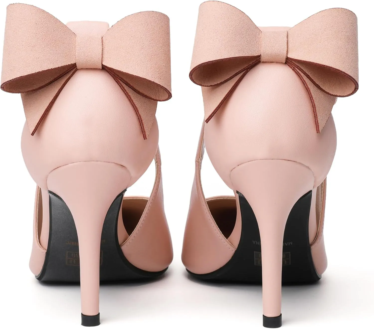 Joseywade Bow Heels Stiletto High Heels Bowtie Bowknot Heels D'Orsay Cutout Pumps Pointed Toe Women Ankle Strap Dress Shoes 3.5 Inch
