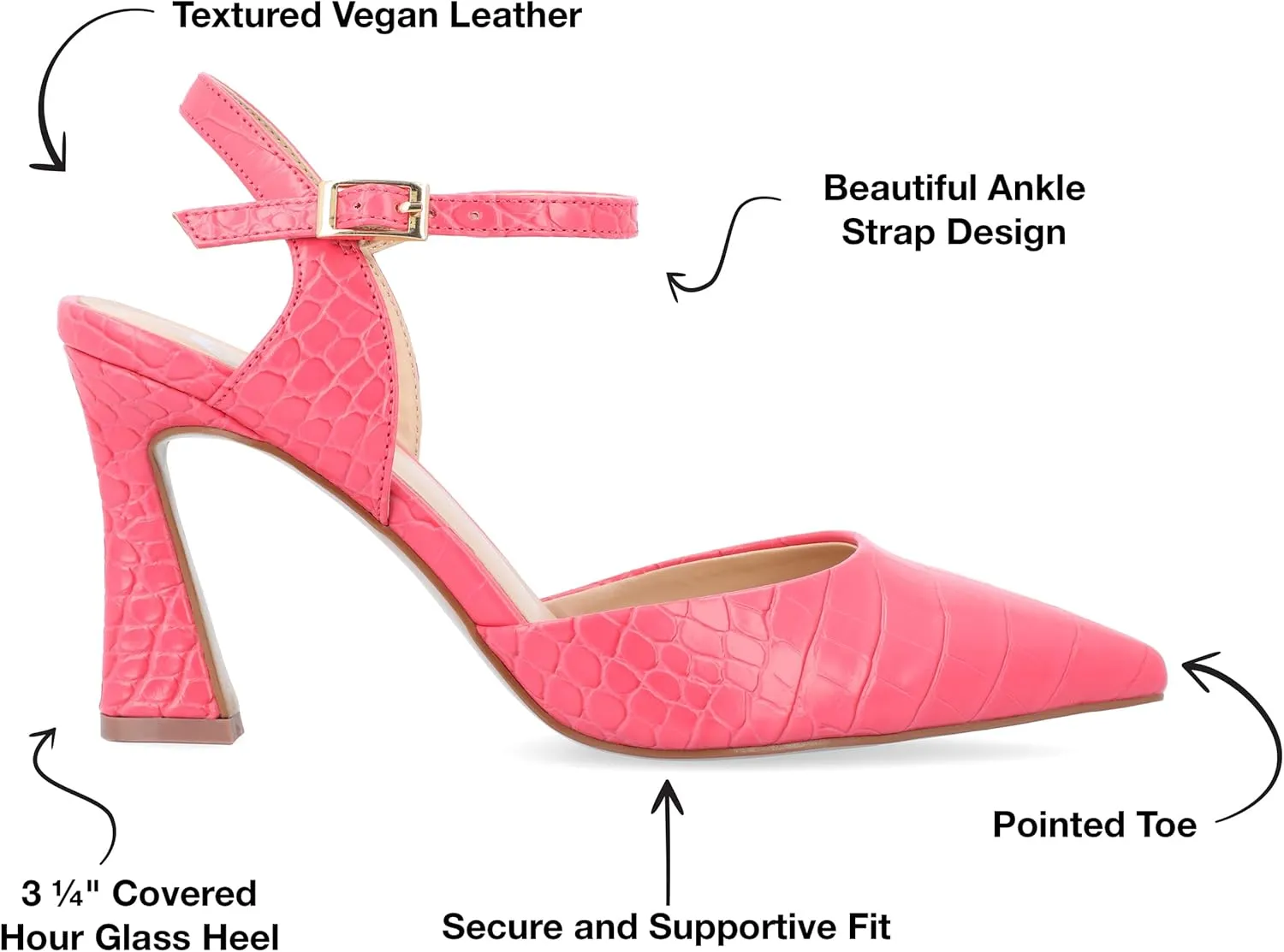 Journee Collection Womens Nixey Faux Leather Ankle Strap Pumps